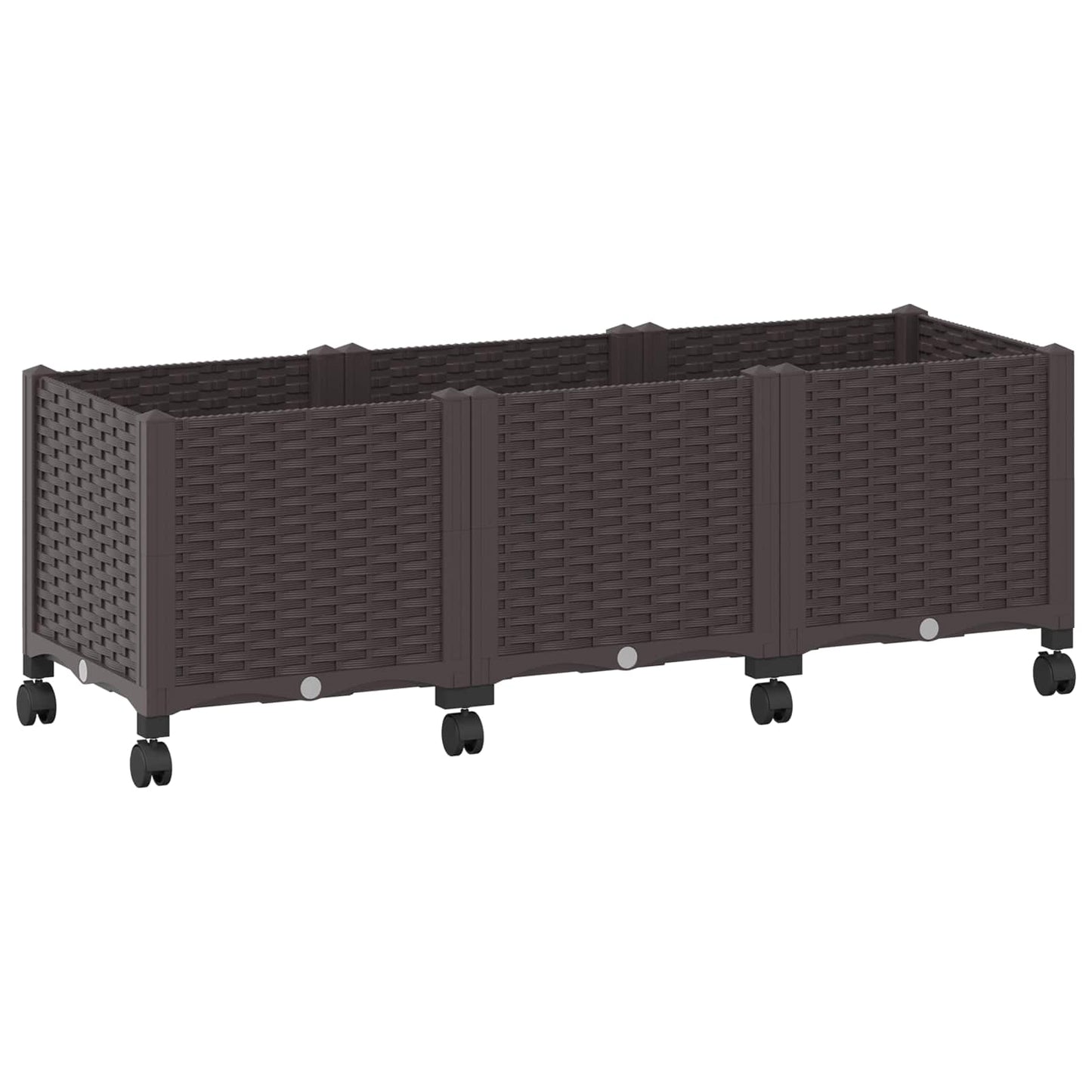vidaXL Κήπος Γλαστράκι με Ροδάκια Καφέ 120 x 40 x 44 εκ PP