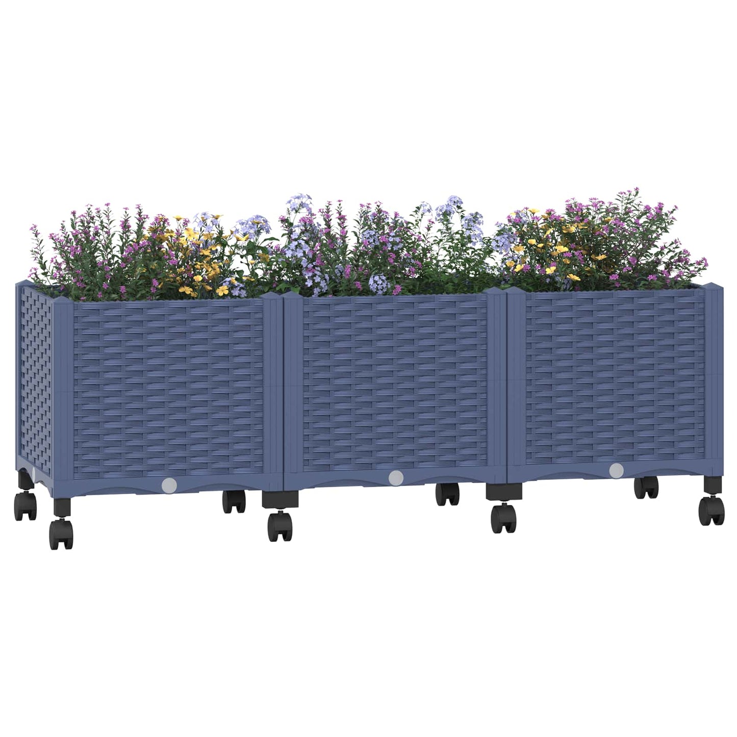 vidaXL Κήπος Γλαστράκι με Ροδάκια Μπλε Γκρι 120 x 40 x 48 cm PP