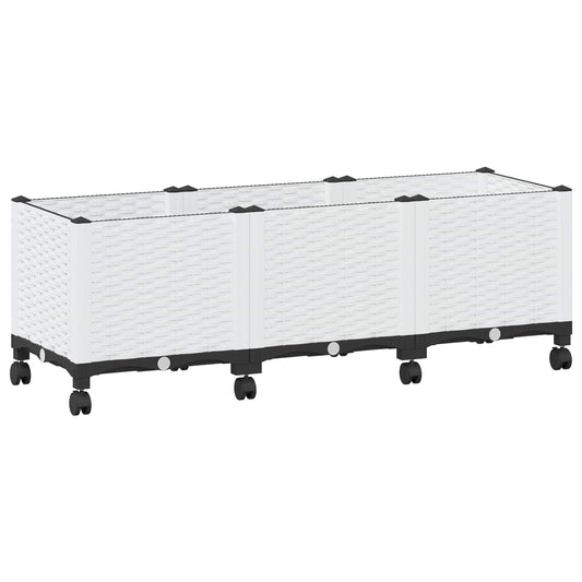 vidaXL Κήπος Γλαστράκι με Ροδάκια Λευκό 120 x 40 x 48 cm PP