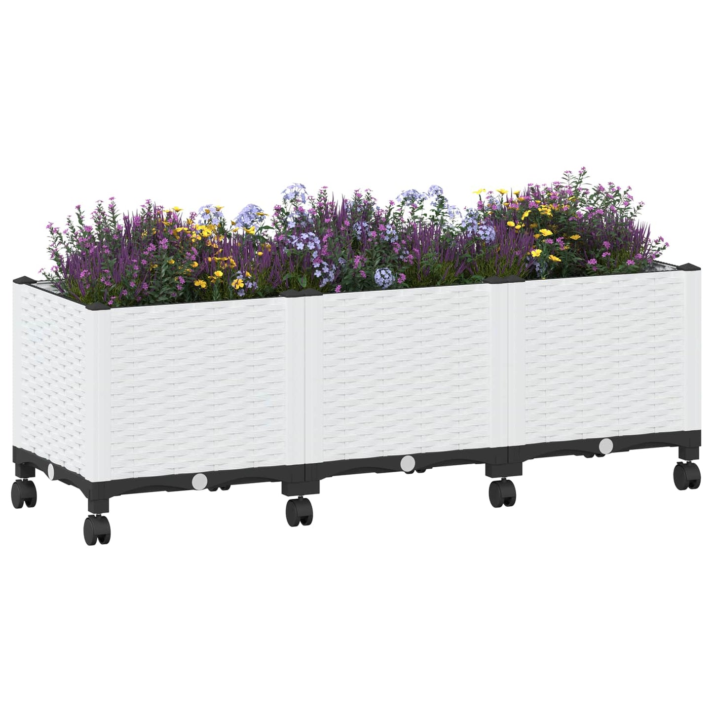 vidaXL Κήπος Γλαστράκι με Ροδάκια Λευκό 120 x 40 x 48 cm PP