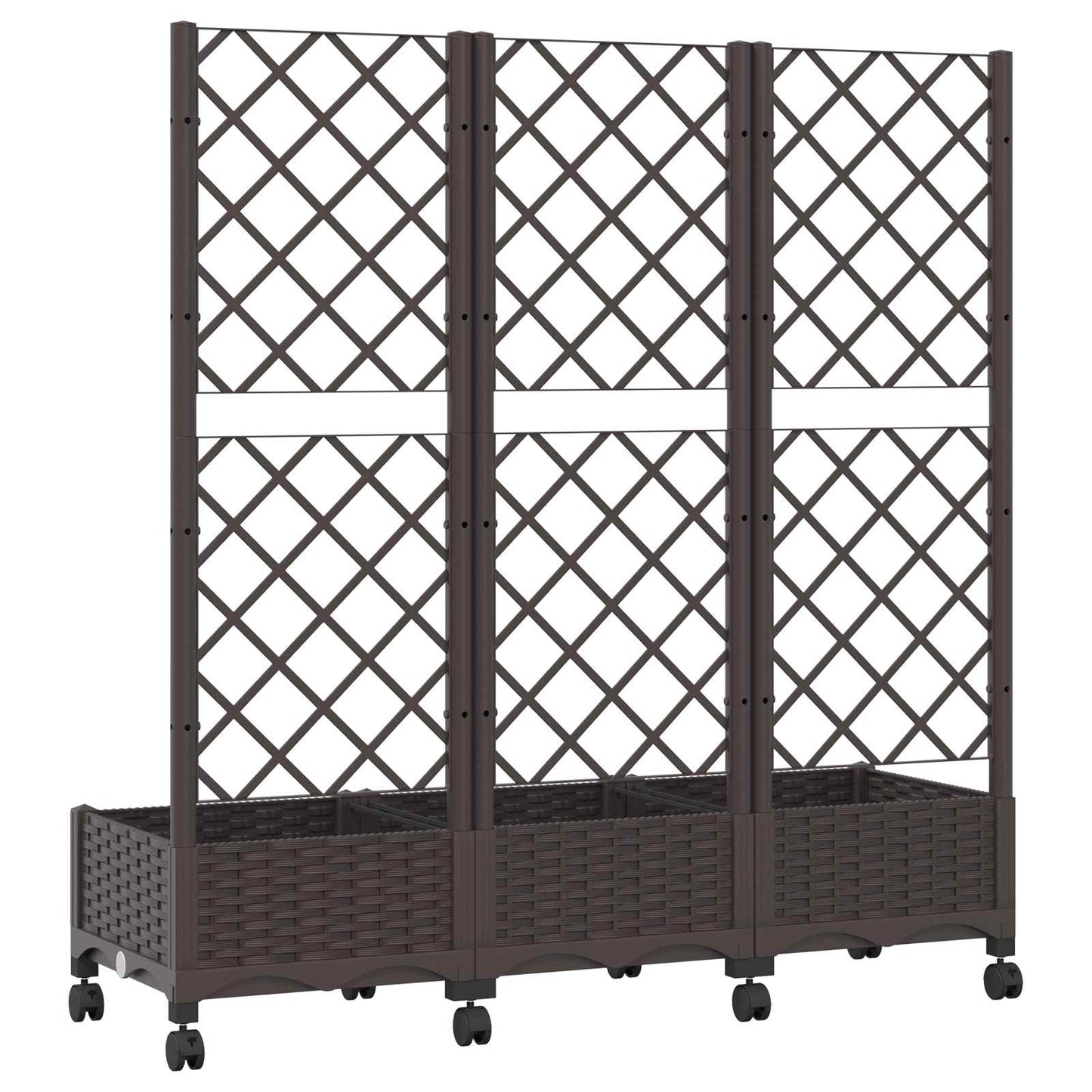 vidaXL Γλάστρα κήπου με πέργκολα & τροχούς Καφέ 120 x 40 x 131,5 εκ.