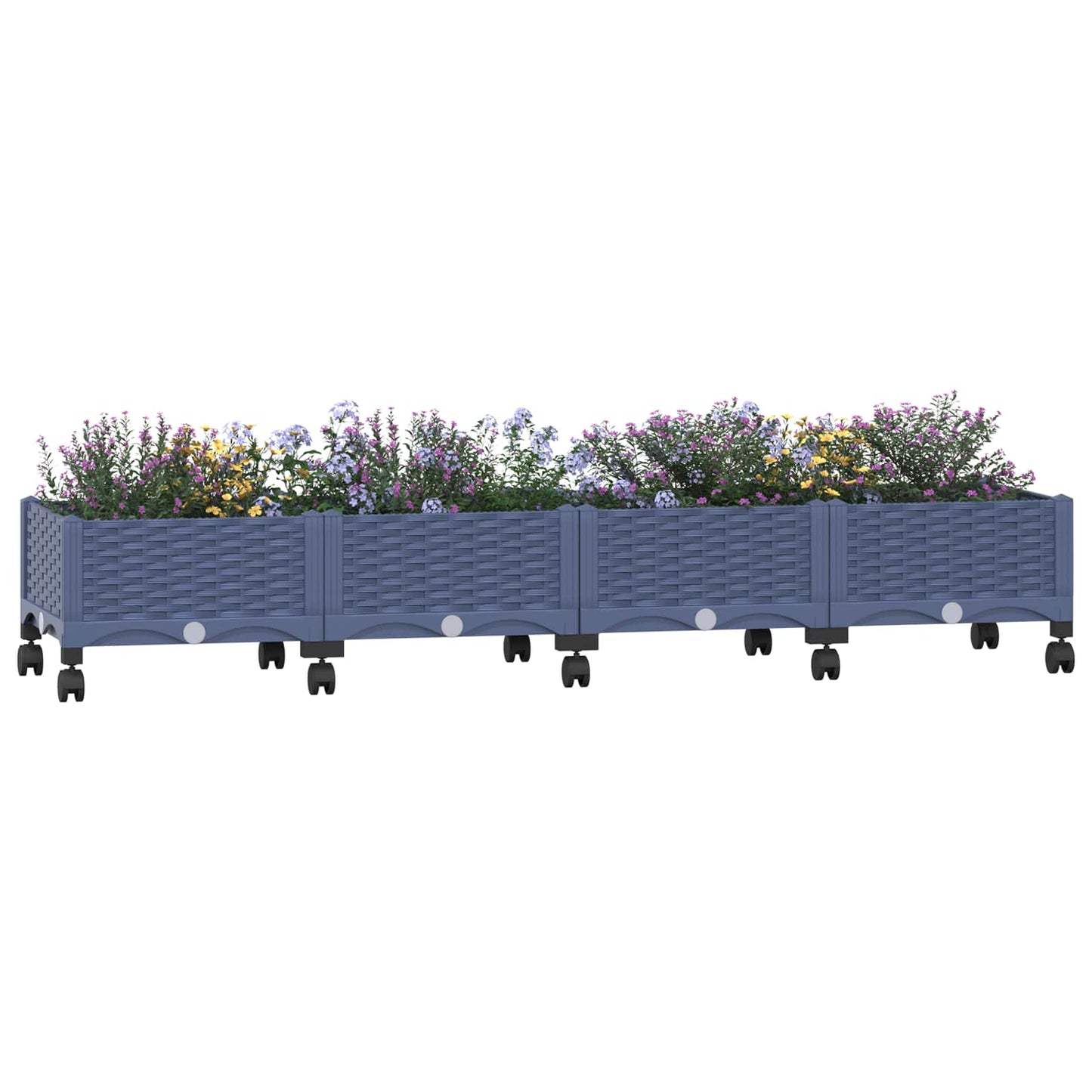 vidaXL Κήπος Γλαστράκι με Ροδάκια Μπλε Γκρι 160 x 40 x 33 cm PP
