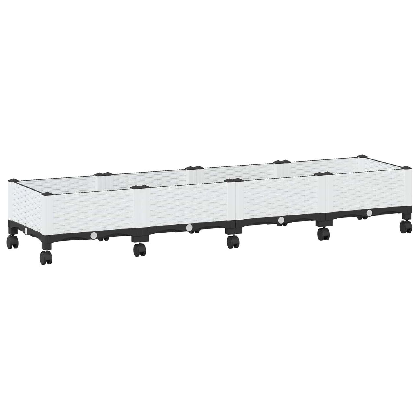 vidaXL Κήπος Γλαστράκι με Ροδάκια Λευκό 160 x 40 x 33 cm PP