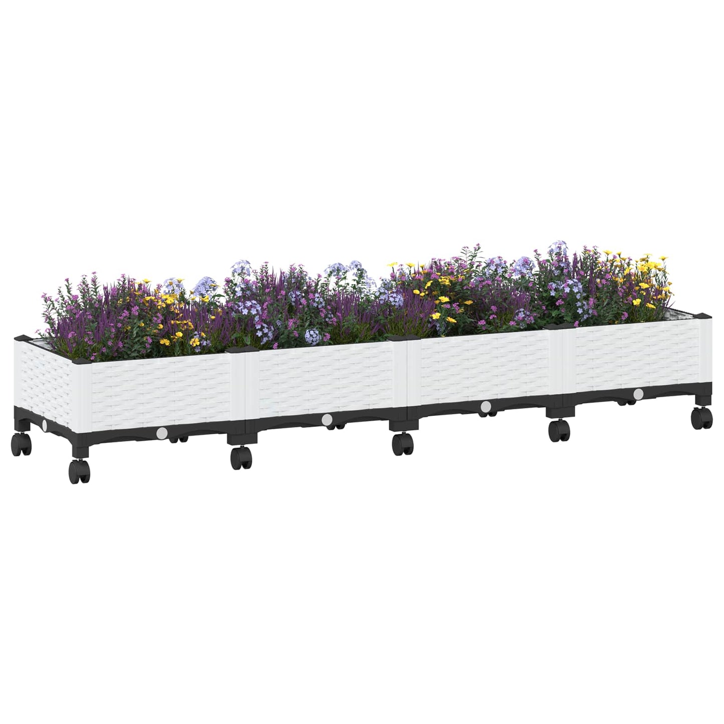 vidaXL Κήπος Γλαστράκι με Ροδάκια Λευκό 160 x 40 x 33 cm PP
