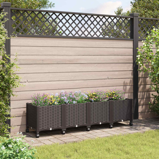 vidaXL Κήπος Γλαστράκι με Ροδάκια Καφέ 160 x 40 x 44 εκ PP