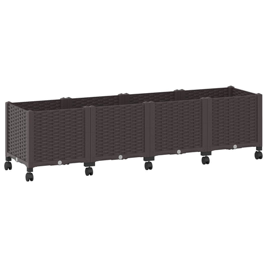 vidaXL Κήπος Γλαστράκι με Ροδάκια Καφέ 160 x 40 x 44 εκ PP