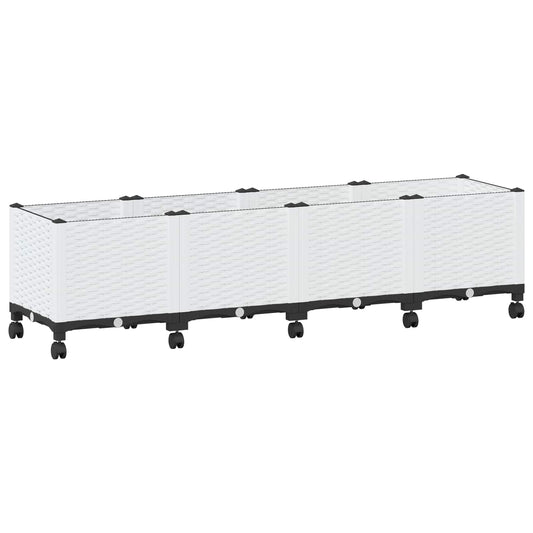 vidaXL Κήπος Γλαστράκι με Ροδάκια Λευκό 160 x 40 x 48 cm PP