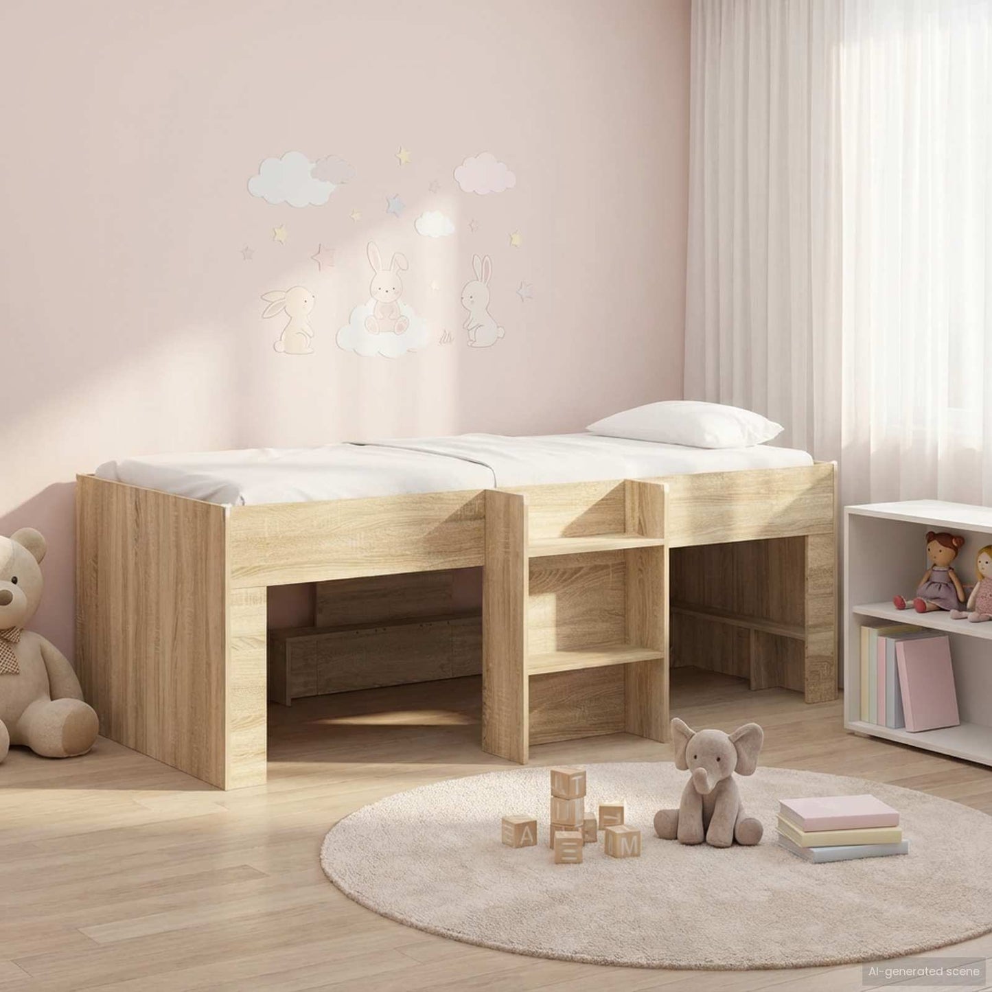vidaXL Κρεβάτι Υψηλού Στυλ για Παιδιά 2 pcs Sonoma Δρυς 90 x 200 cm