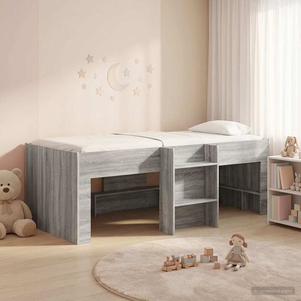 vidaXL Κρεβάτι Υψηλού Στυλ για Παιδιά 2 pcs Γκρι Sonoma 90 x 200 cm