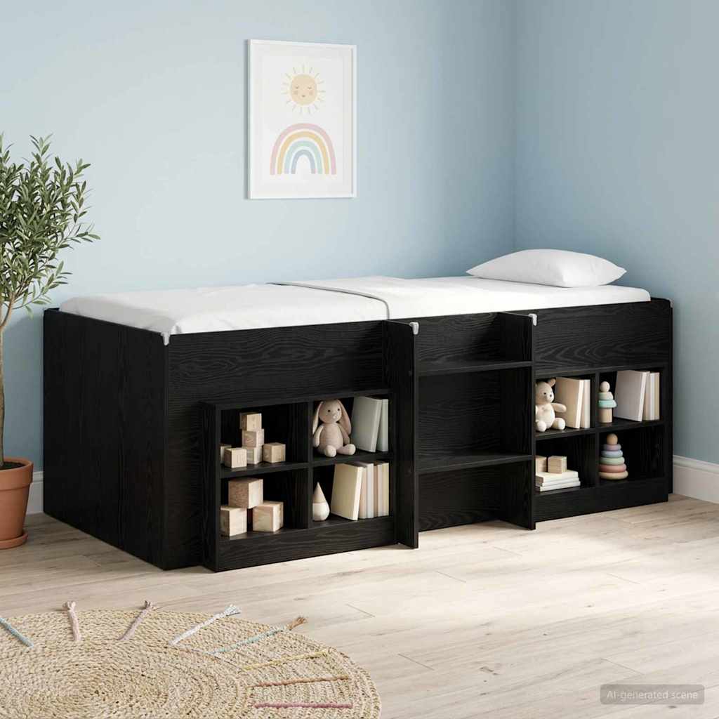 vidaXL Κρεβάτι Υψηλού Στυλ για Παιδιά 2 pcs Μαύρη Δρυς 98.5 x 200 εκ