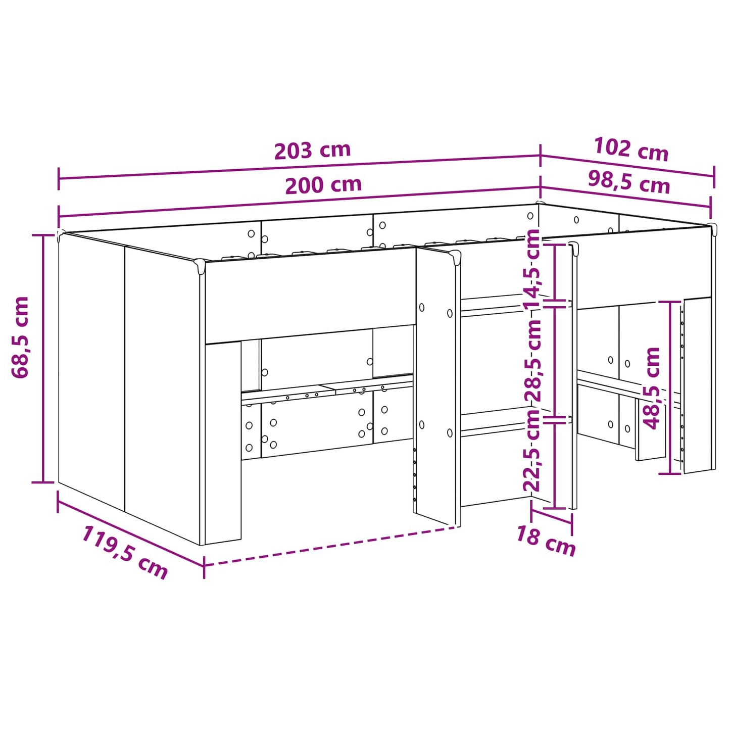 vidaXL Κρεβάτι Υψηλού Στυλ για Παιδιά 2 pcs Καπνισμένο Ξύλο Δρυός