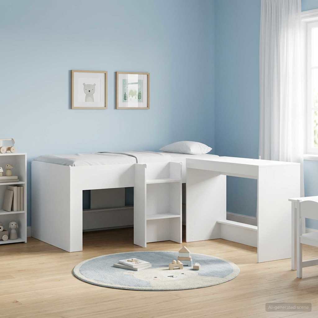 vidaXL Κρεβάτι Υψηλού Στυλ για Παιδιά 2 pcs Λευκό Επεξεργασμένο Ξύλο