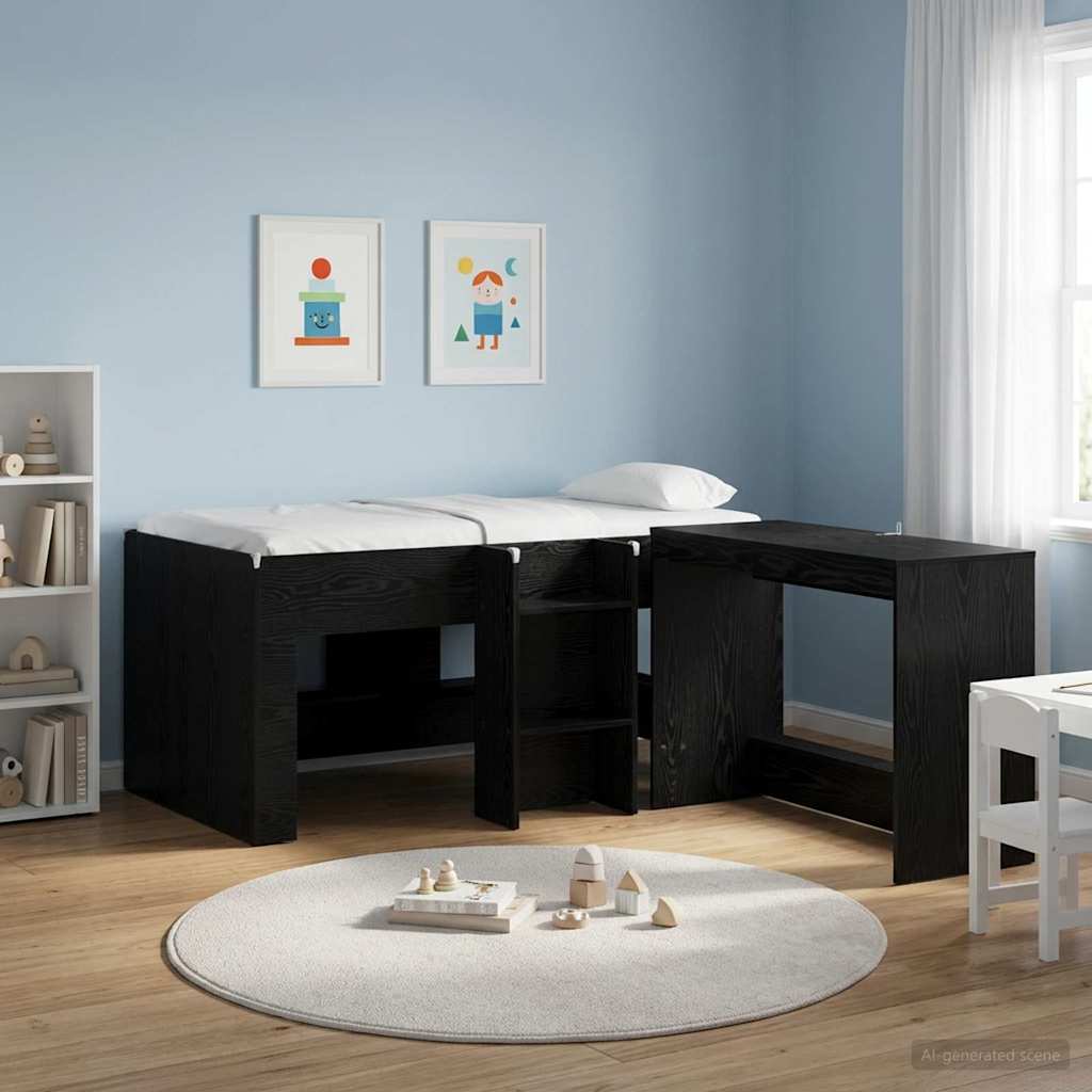 vidaXL Κρεβάτι Υψηλού Στυλ για Παιδιά 2 pcs Μαύρη Δρυς