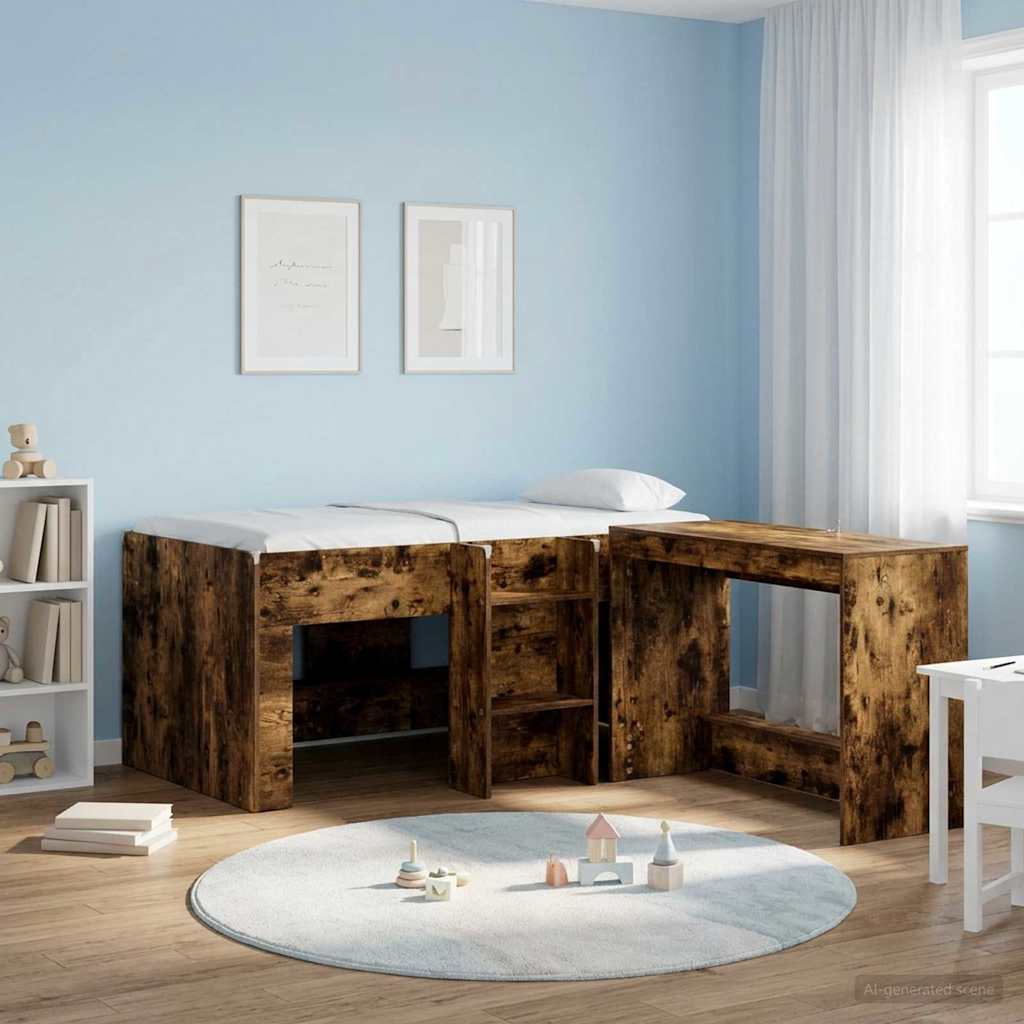 vidaXL Κρεβάτι Υψηλού Στυλ για Παιδιά 2 pcs Καπνισμένο Ξύλο Δρυός