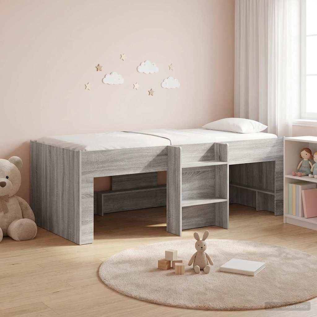 vidaXL Κρεβάτι Υψηλού Στυλ για Παιδιά 2 pcs Γκρι Sonoma 90 x 190 cm