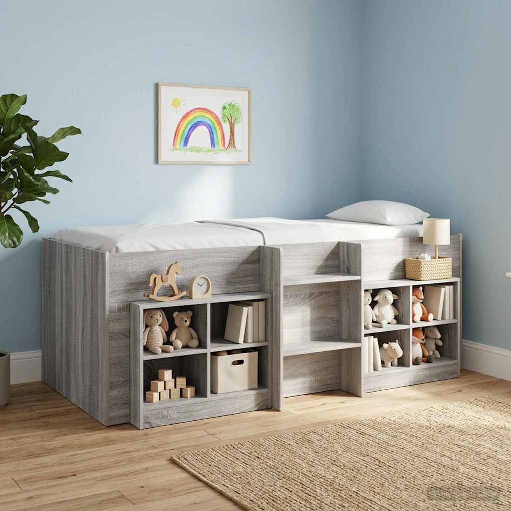 vidaXL Κρεβάτι Υψηλού Στυλ για Παιδιά 2 pcs Γκρι Sonoma 90 x 190 cm