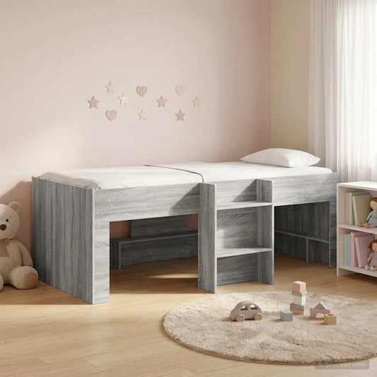 vidaXL Κρεβάτι Υψηλού Στυλ για Παιδιά Γκρι Sonoma 75 x 190 cm