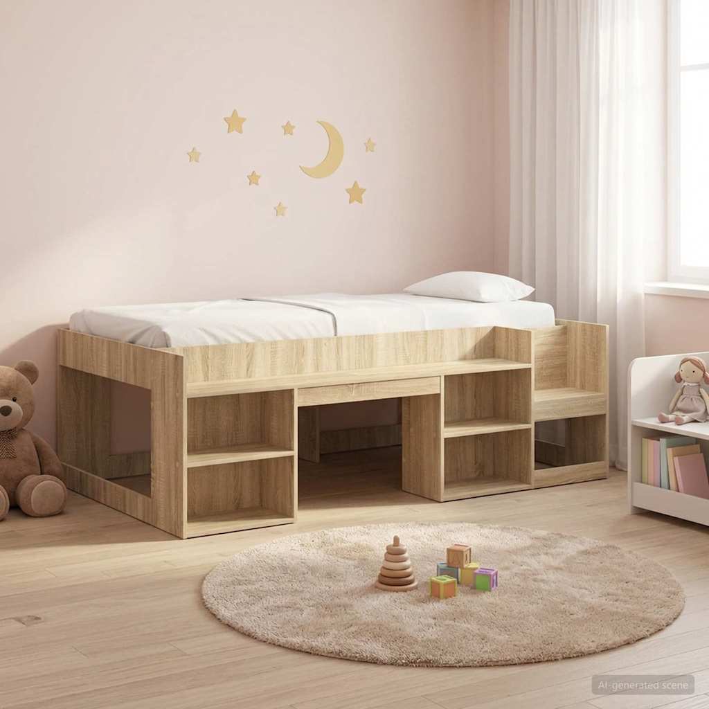 vidaXL Κρεβάτι για παιδιά με αποθηκευτικό χώρο Sonoma Δρυς 90 x 190 cm