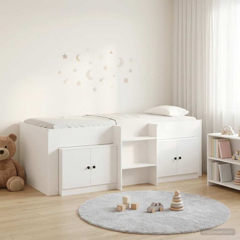 vidaXL Κρεβάτι σοφίτας με ντουλάπι 3 pcs Λευκό Επεξεργασμένο ξύλο