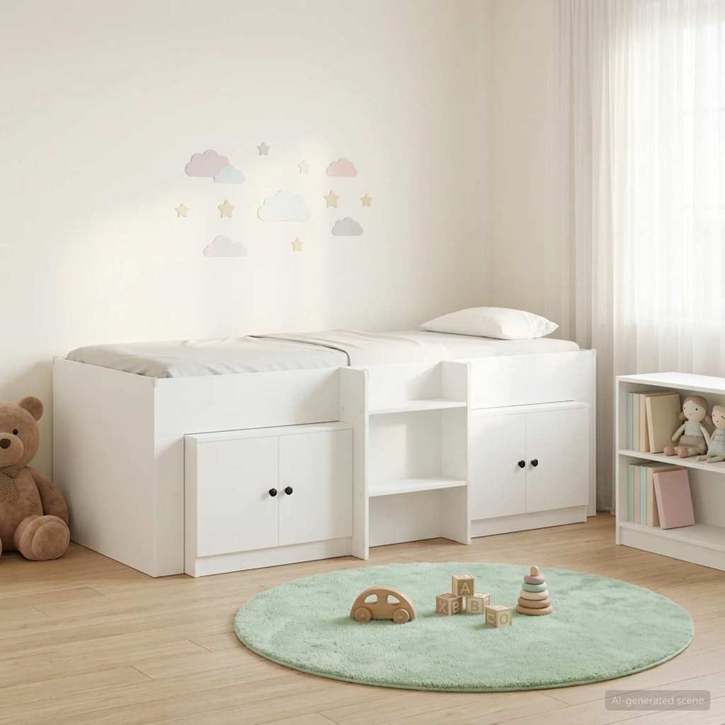 vidaXL Σκελετός κρεβατιού loft με ντουλάπι με αποθήκευση 3 τμχ. Λευκό