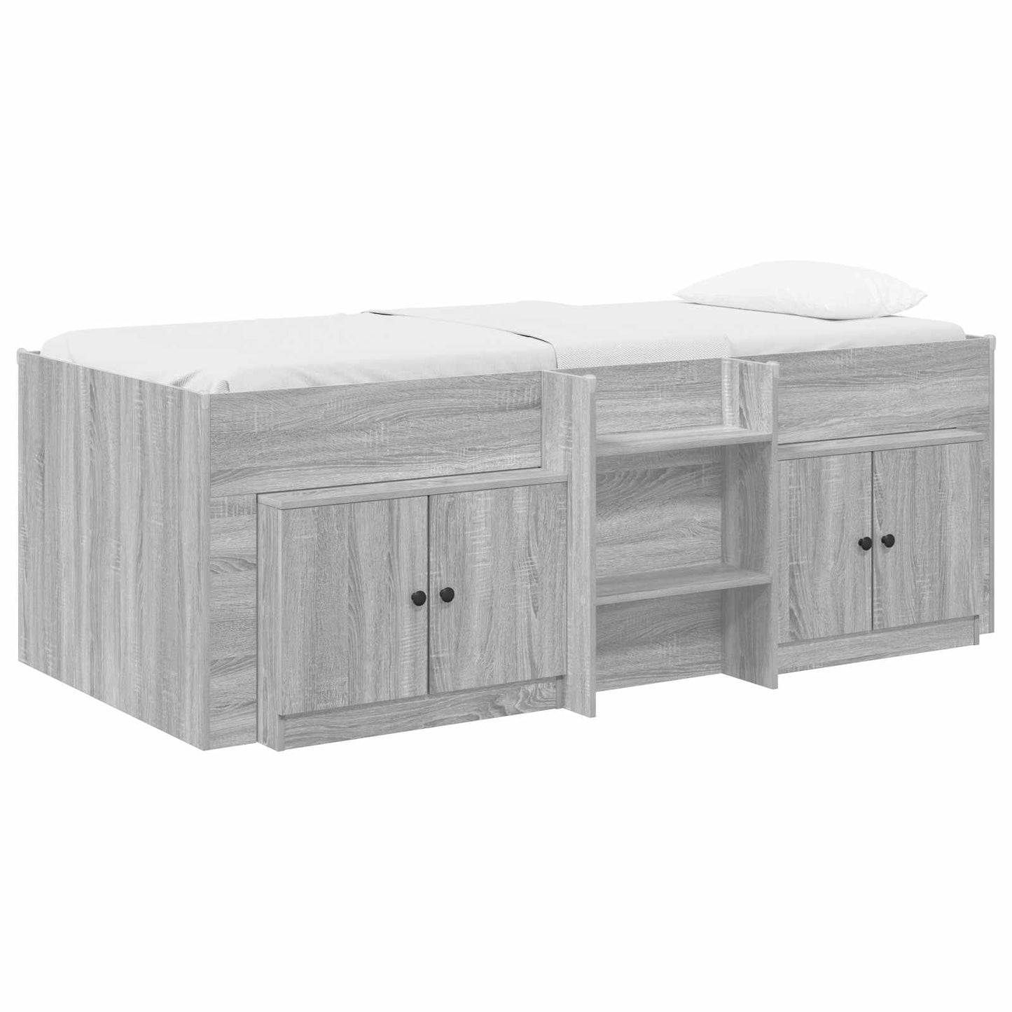vidaXL Σκελετός κρεβατιού loft με ντουλάπι με πόρτα 3 τμχ. Γκρι Sonoma