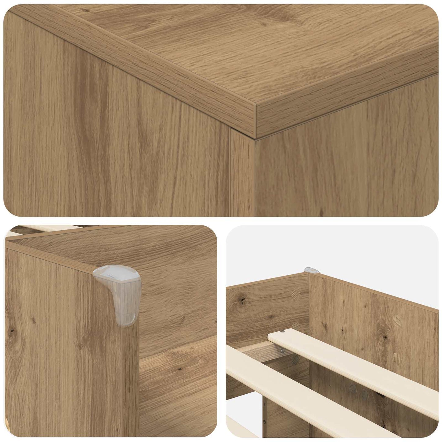 vidaXL Σκελετός κρεβατιού loft με ντουλάπι 3 τμχ. Artisan Δρυς