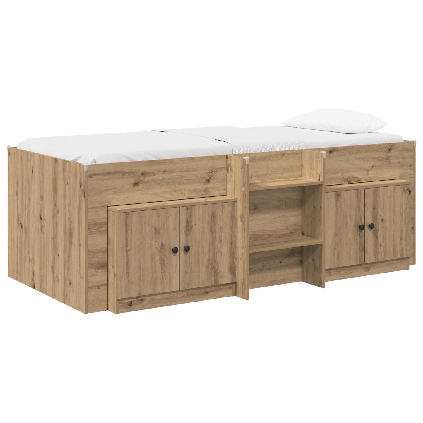 vidaXL Σκελετός κρεβατιού loft με ντουλάπι 3 τμχ. Artisan Δρυς