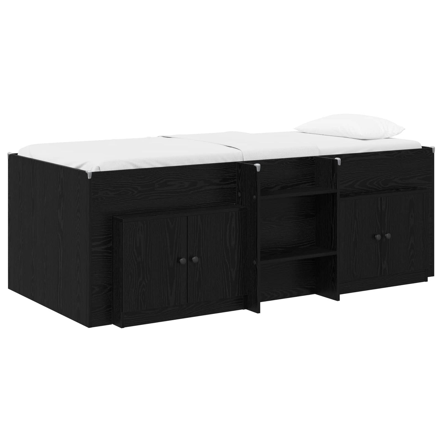 vidaXL Κρεβάτι σοφίτας με ντουλάπι 3 pcs Μαύρο Επεξεργασμένο ξύλο