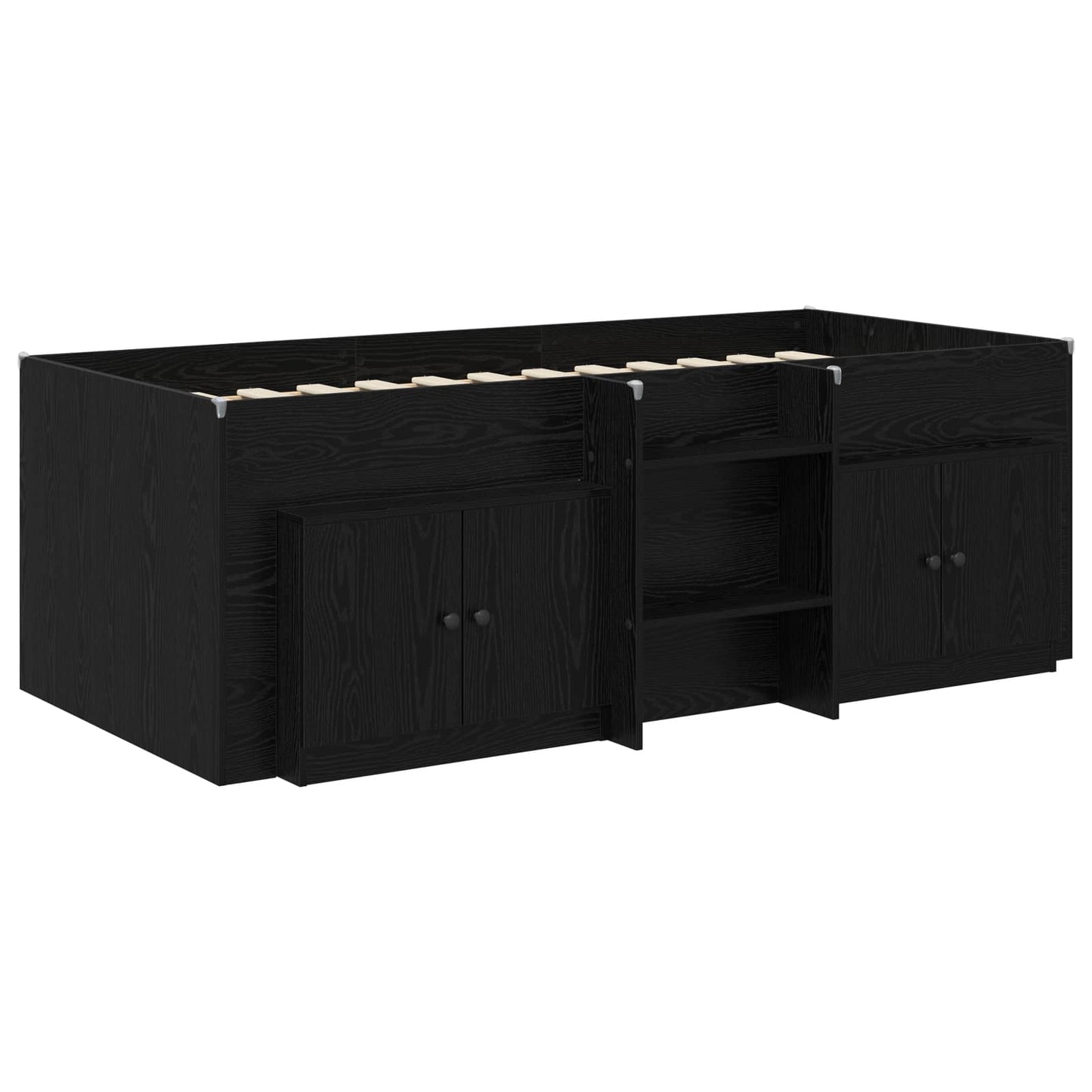vidaXL Κρεβάτι σοφίτας με ντουλάπι 3 pcs Μαύρο Επεξεργασμένο ξύλο
