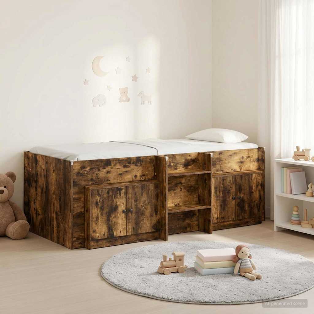 vidaXL Κρεβάτι σοφίτας με ντουλάπι 3 pcs Καπνισμένο Ξύλο Δρυός