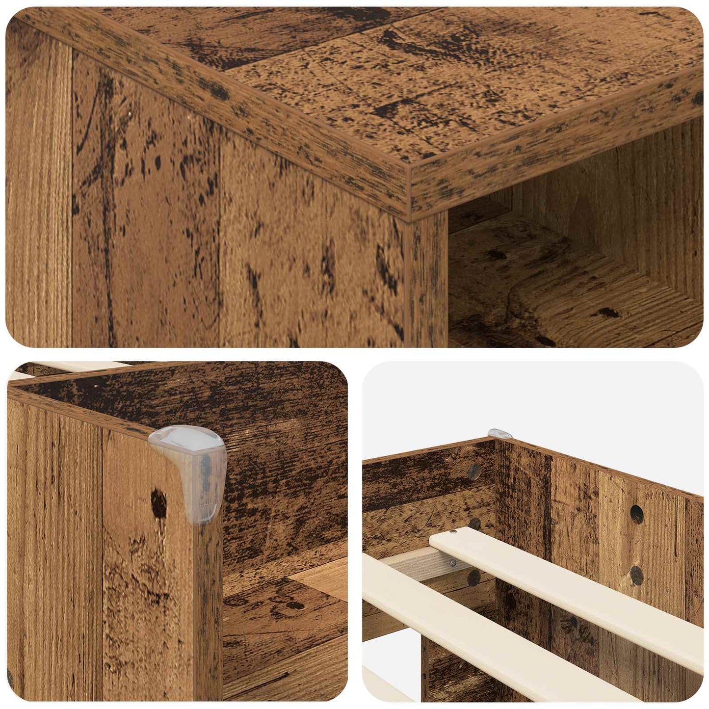 vidaXL Κρεβάτι σοφίτας με ντουλάπι με ράφι 3 τμχ. Παλαιωμένο ξύλο