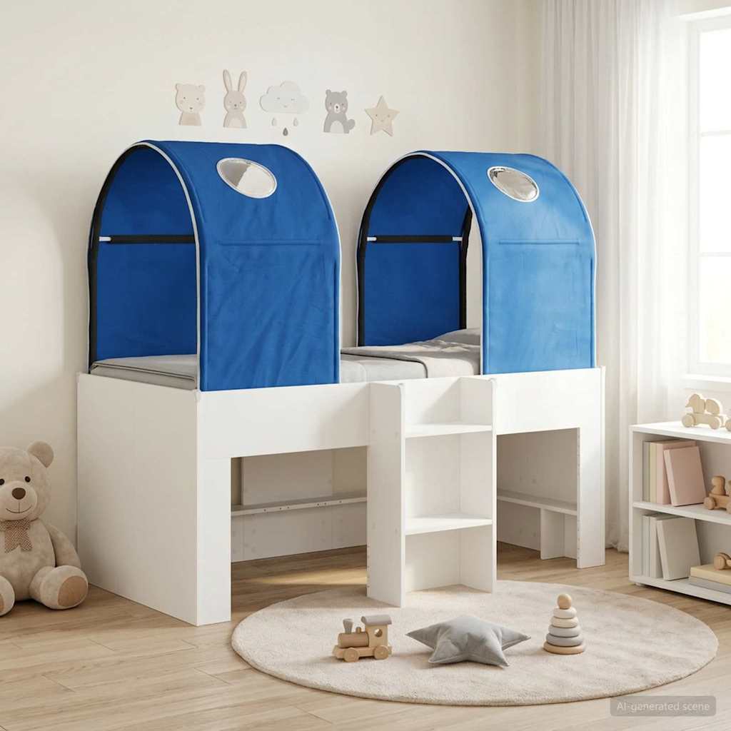 vidaXL Κρεβάτι με Τούνελ 4 pcs Λευκό και Μπλε Επεξεργασμένο Ξύλο