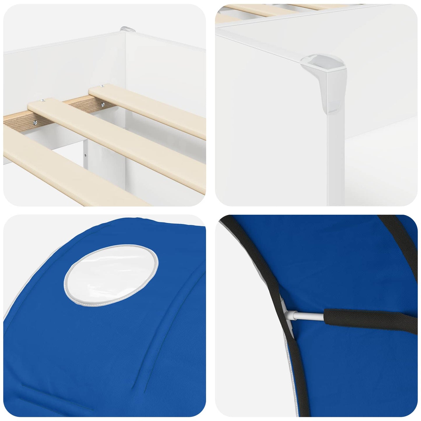 vidaXL Κρεβάτι με Σήραγγα 4 pcs Λευκό και Μπλε Επεξεργασμένο Ξύλο