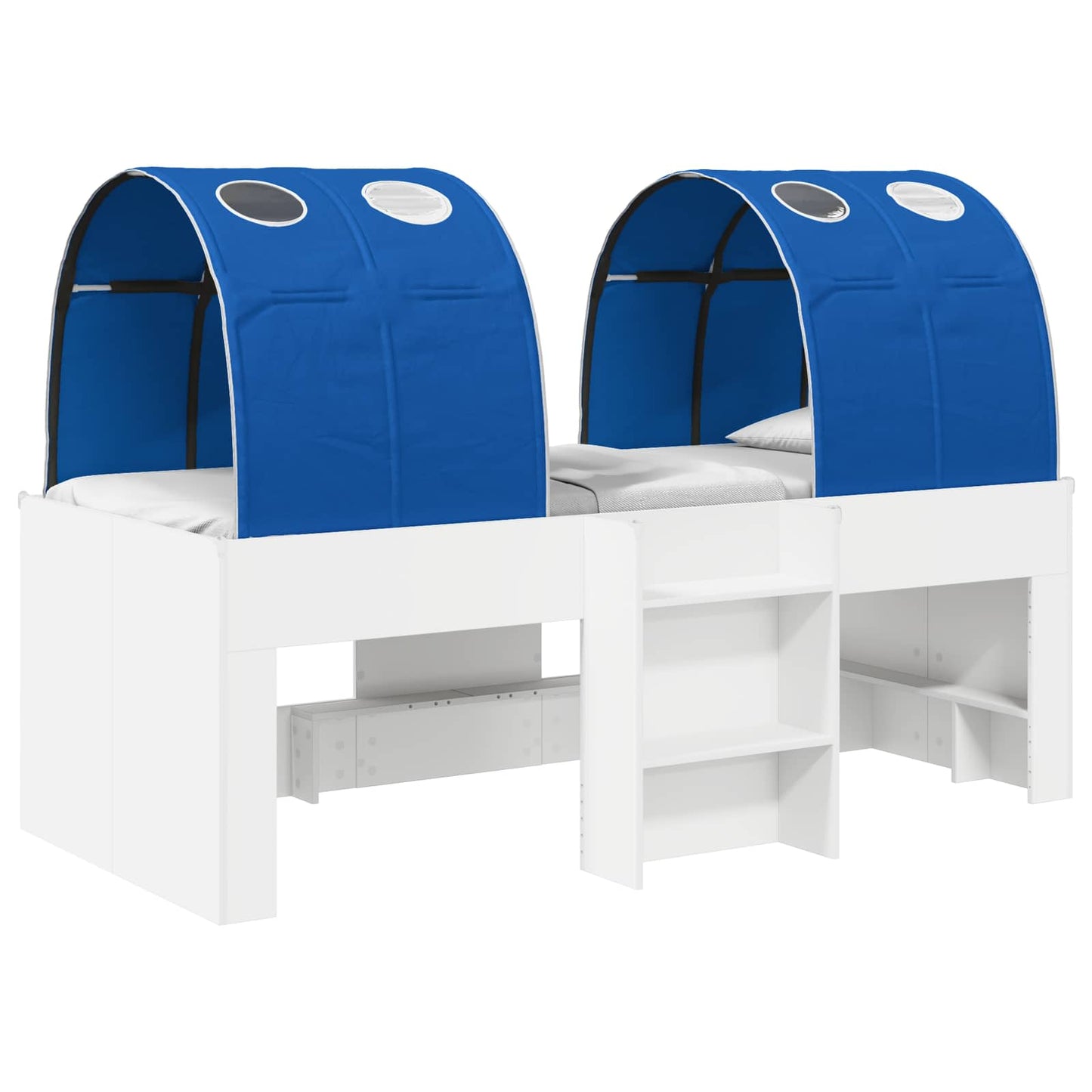 vidaXL Κρεβάτι με Σήραγγα 4 pcs Λευκό και Μπλε Επεξεργασμένο Ξύλο