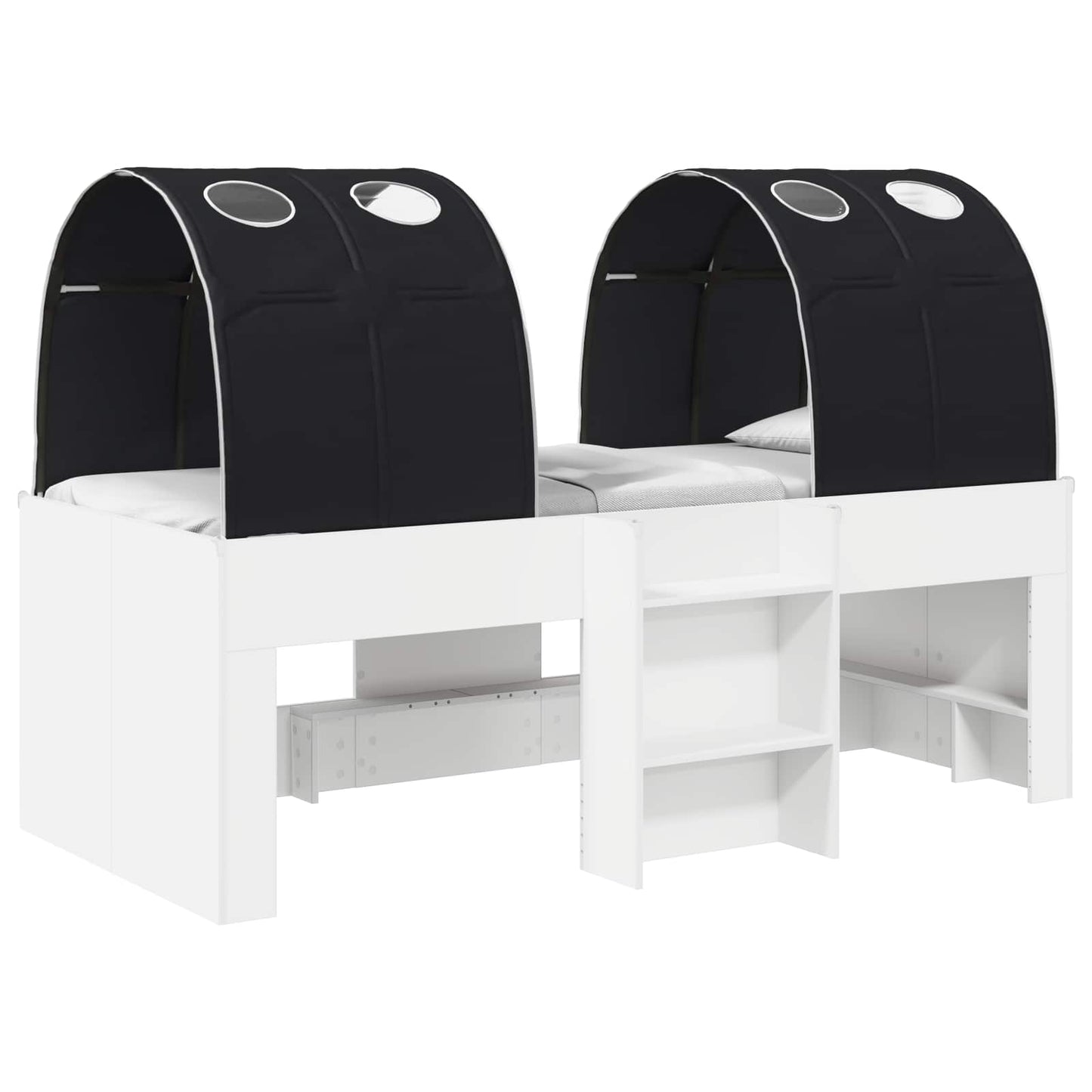 vidaXL Κρεβάτι με Σήραγγα 4 pcs Λευκό και Μαύρο Επεξεργασμένο Ξύλο