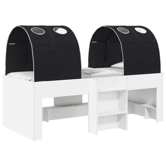 vidaXL Κρεβάτι με Σήραγγα 4 pcs Λευκό και Μαύρο Επεξεργασμένο Ξύλο