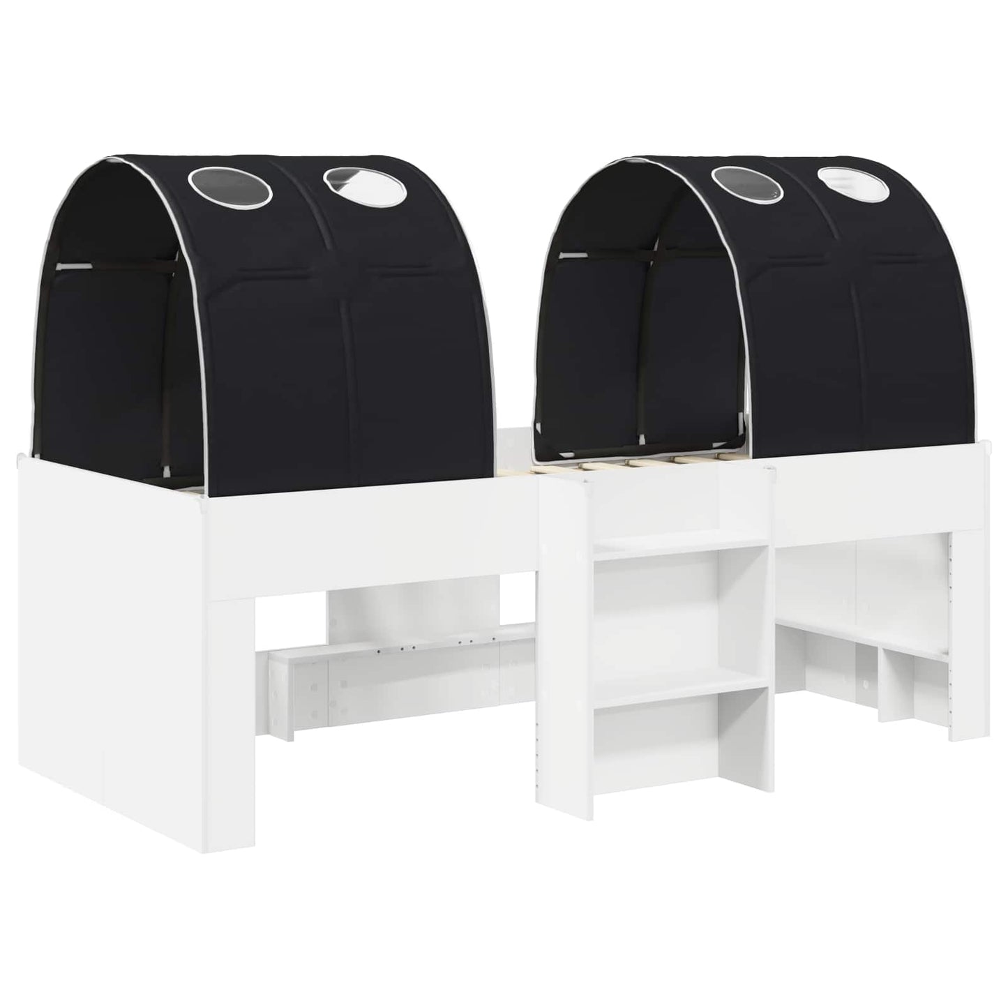 vidaXL Κρεβάτι με Σήραγγα 4 pcs Λευκό και Μαύρο Επεξεργασμένο Ξύλο