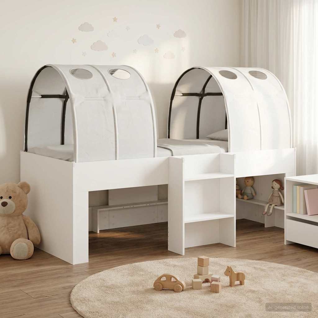 vidaXL Κρεβάτι με Σήραγγα 4 pcs Λευκό Επεξεργασμένο Ξύλο