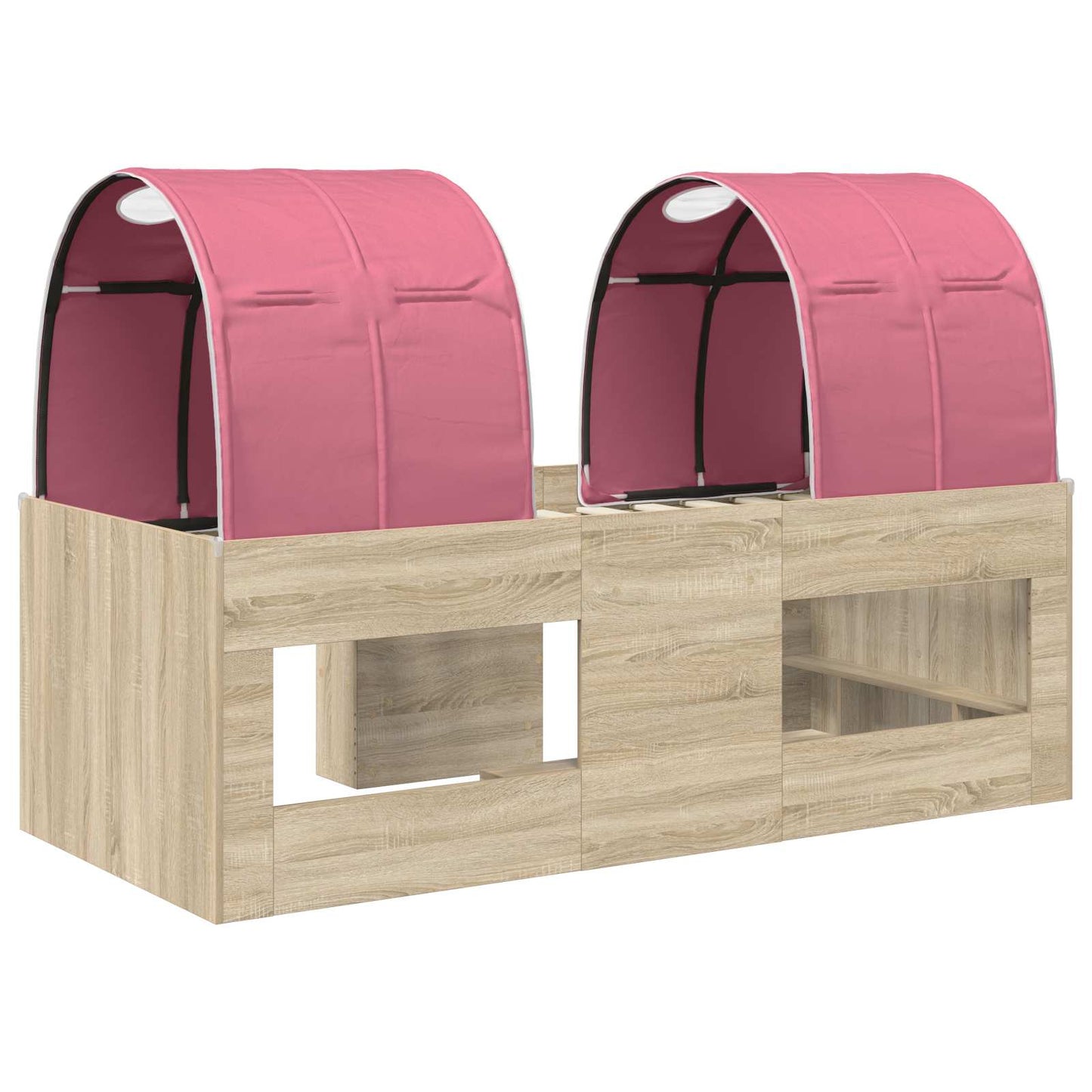 vidaXL Κρεβάτι με Σήραγγα 4 pcs Σονομά και Ροζ Επεξεργασμένο Ξύλο