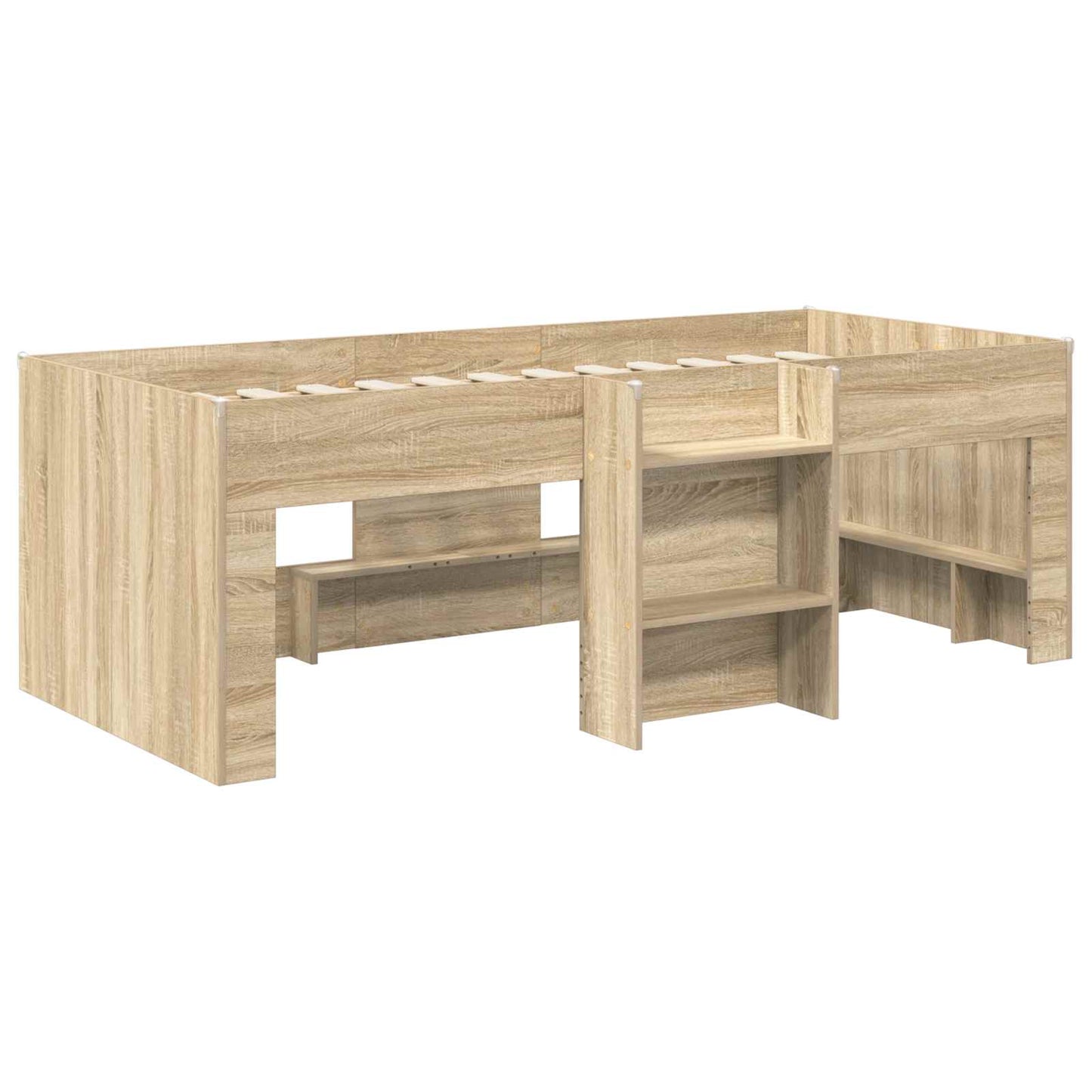 vidaXL Κρεβάτι με Σήραγγα 3 τμχ. Σονομά και Μαύρο Επεξεργασμένο Ξύλο