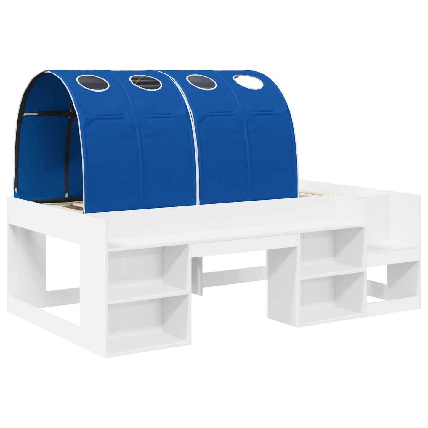 vidaXL Κρεβάτι με Τόνελ 3 pcs Λευκό και Μπλε Επεξεργασμένο ξύλο