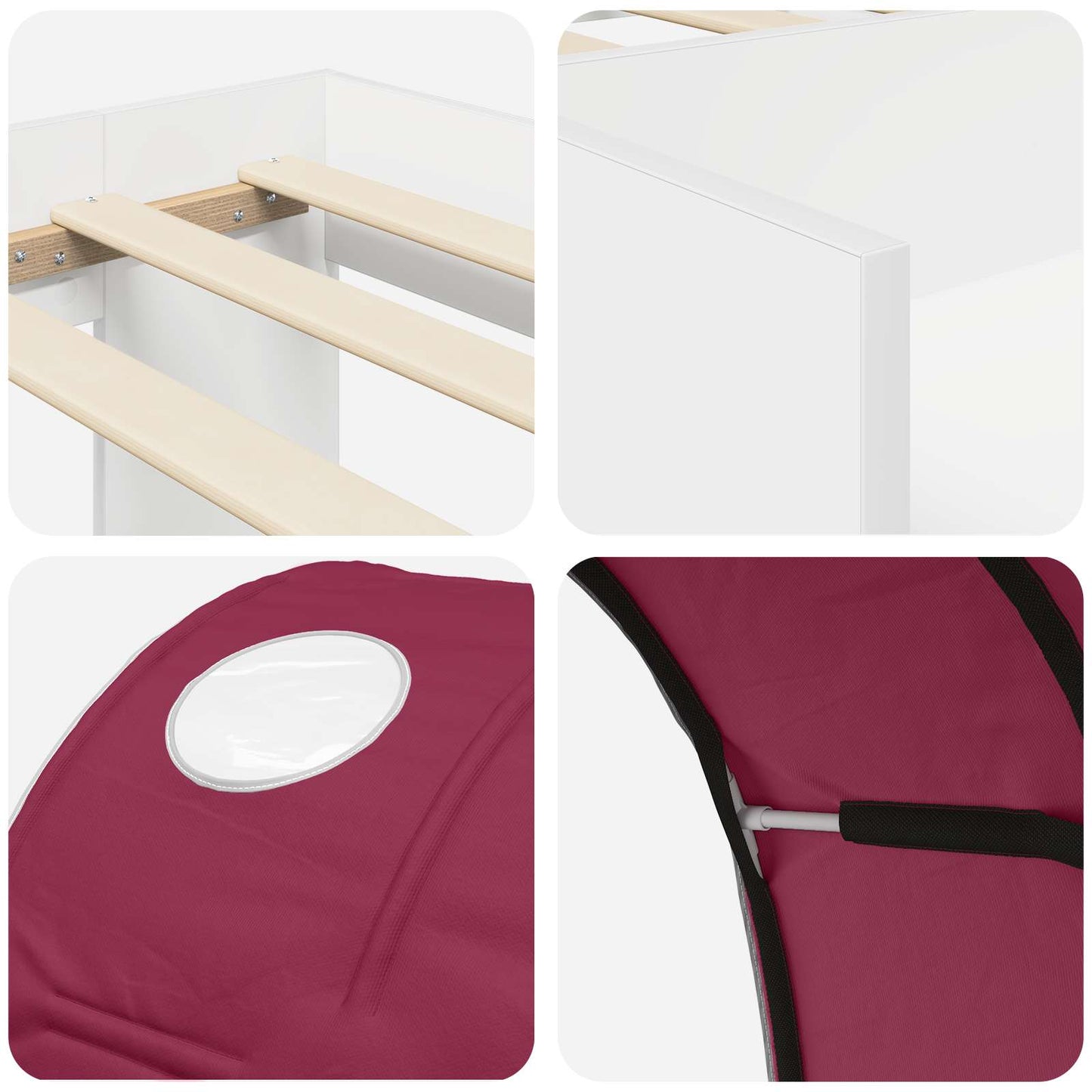 vidaXL Κρεβάτι με Τόνελ 3 τμχ. Λευκό και Κόκκινο Επεξεργασμένο ξύλο
