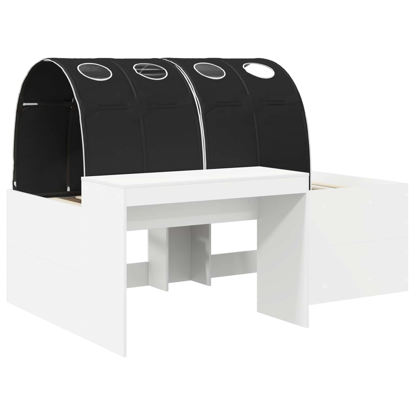 vidaXL Κρεβάτι με Τούνελ 4 pcs Καρυδί και Μαύρο Επεξεργασμένο Ξύλο