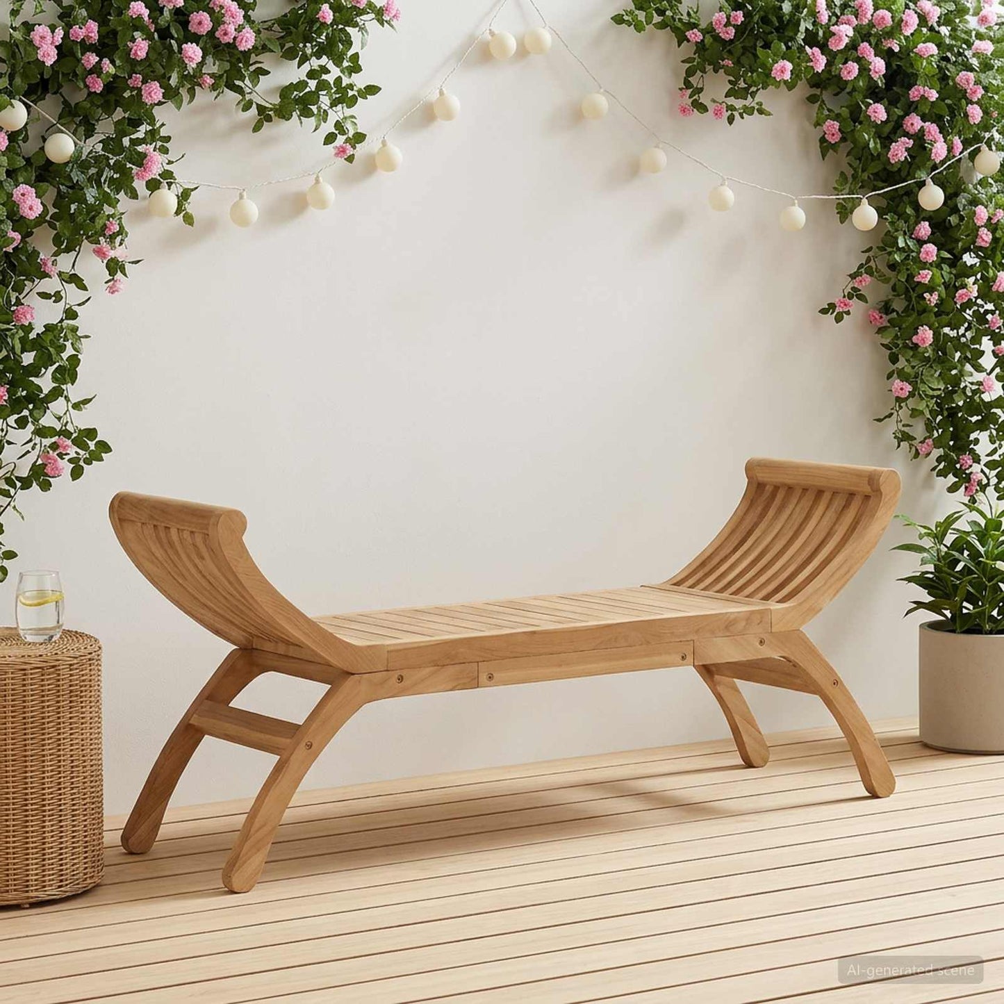 vidaXL Παγκάκι κήπου 2 -Seater 126 cm Στερεό Ξύλο Τίκ Φυσικό