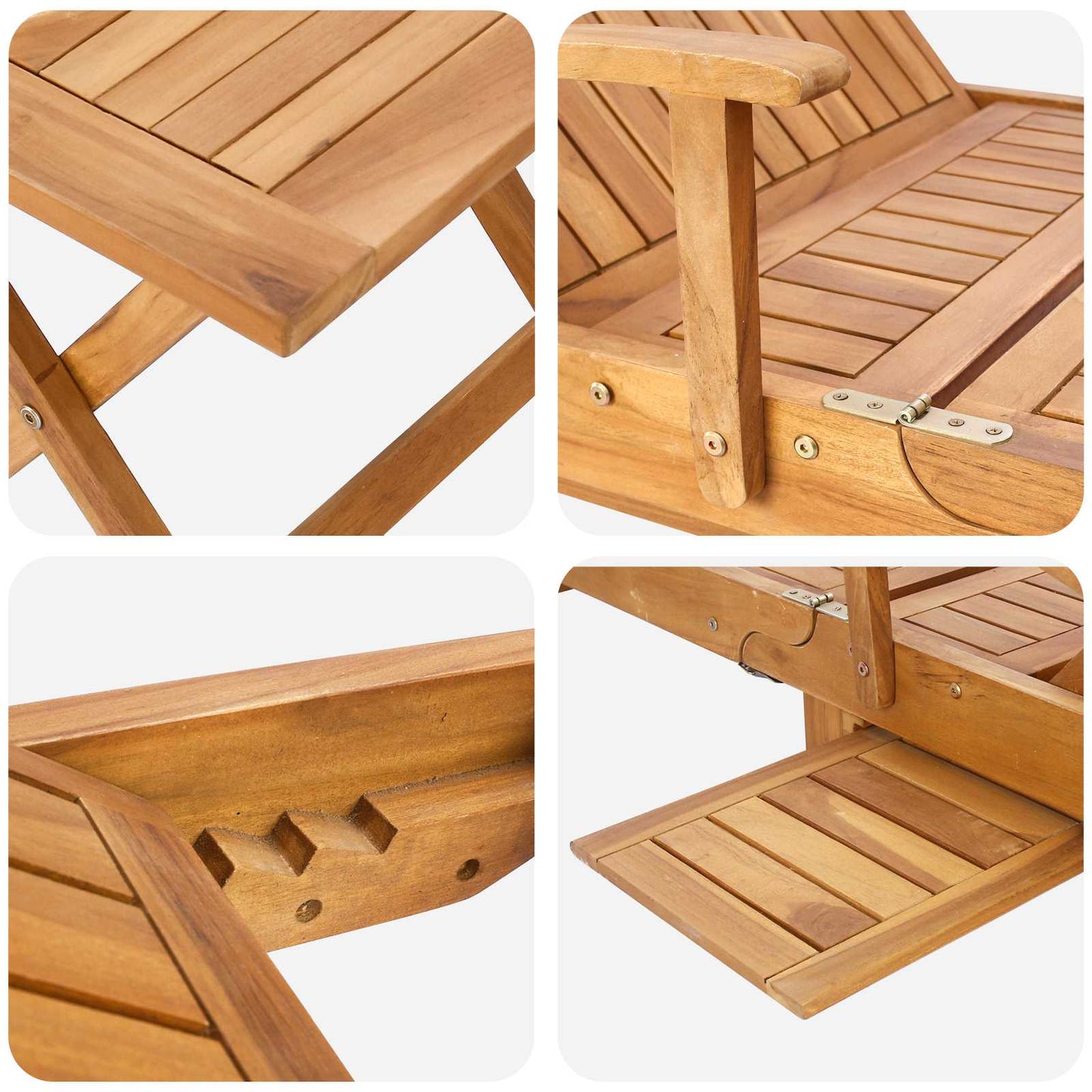 vidaXL Ξαπλώστρα με Τραπέζι 2 pcs Καφέ 40 x 40 x 40 cm Στερεό Ξύλο Τίκ