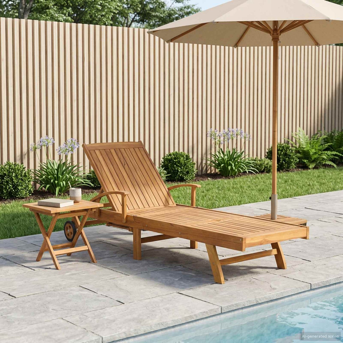 vidaXL Ξαπλώστρα με Τραπέζι 2 pcs Καφέ 40 x 40 x 40 cm Στερεό Ξύλο Τίκ