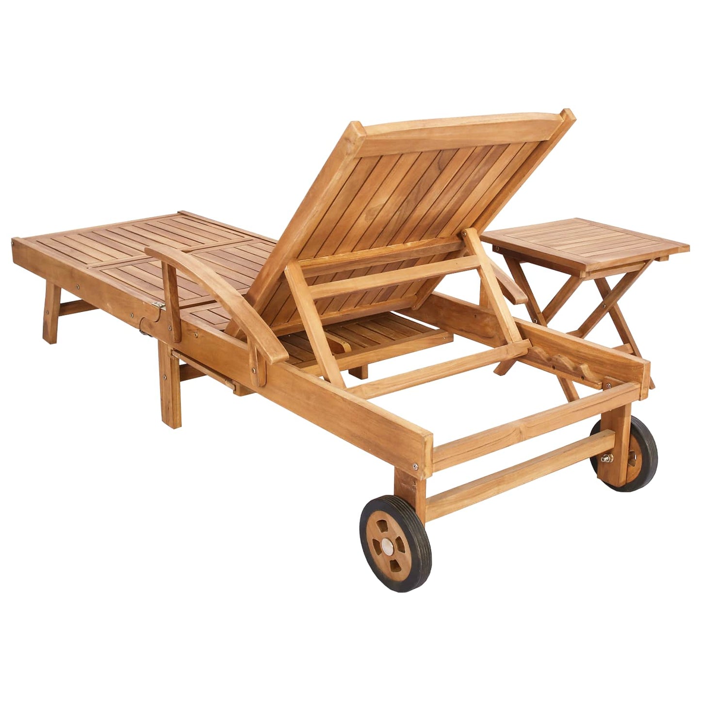 vidaXL Ξαπλώστρα με Τραπέζι 2 pcs Καφέ 40 x 40 x 40 cm Στερεό Ξύλο Τίκ