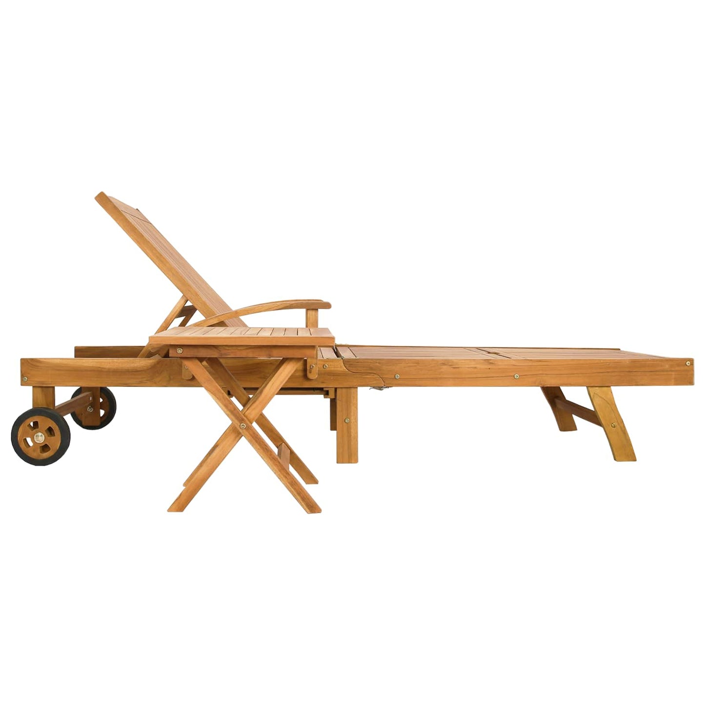 vidaXL Ξαπλώστρα με Τραπέζι 2 pcs Καφέ 40 x 40 x 40 cm Στερεό Ξύλο Τίκ