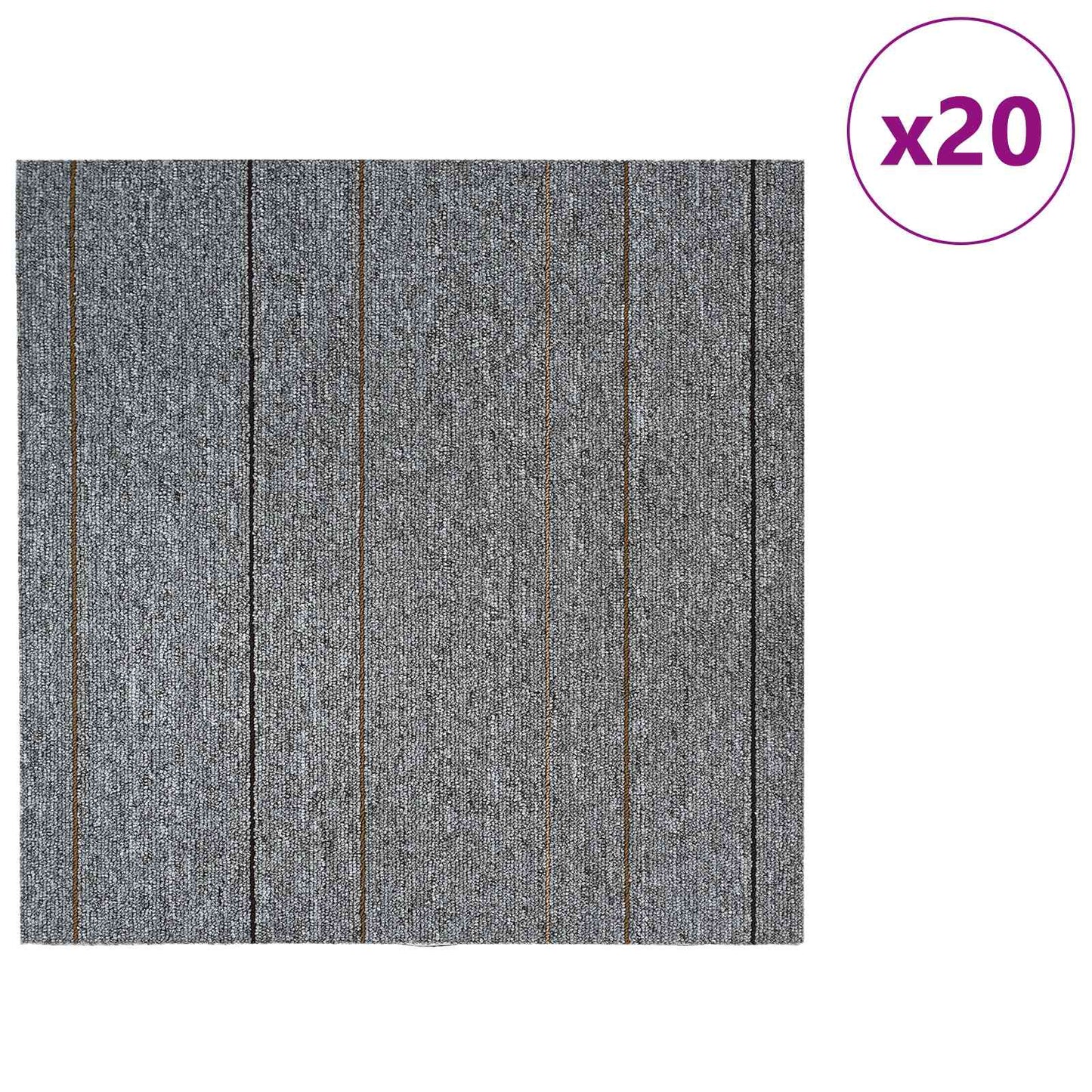 vidaXL Πλακάκι Χαλιού Ανοιχτό γκρι με ρίγες 50 x 50 cm 20 τμχ.