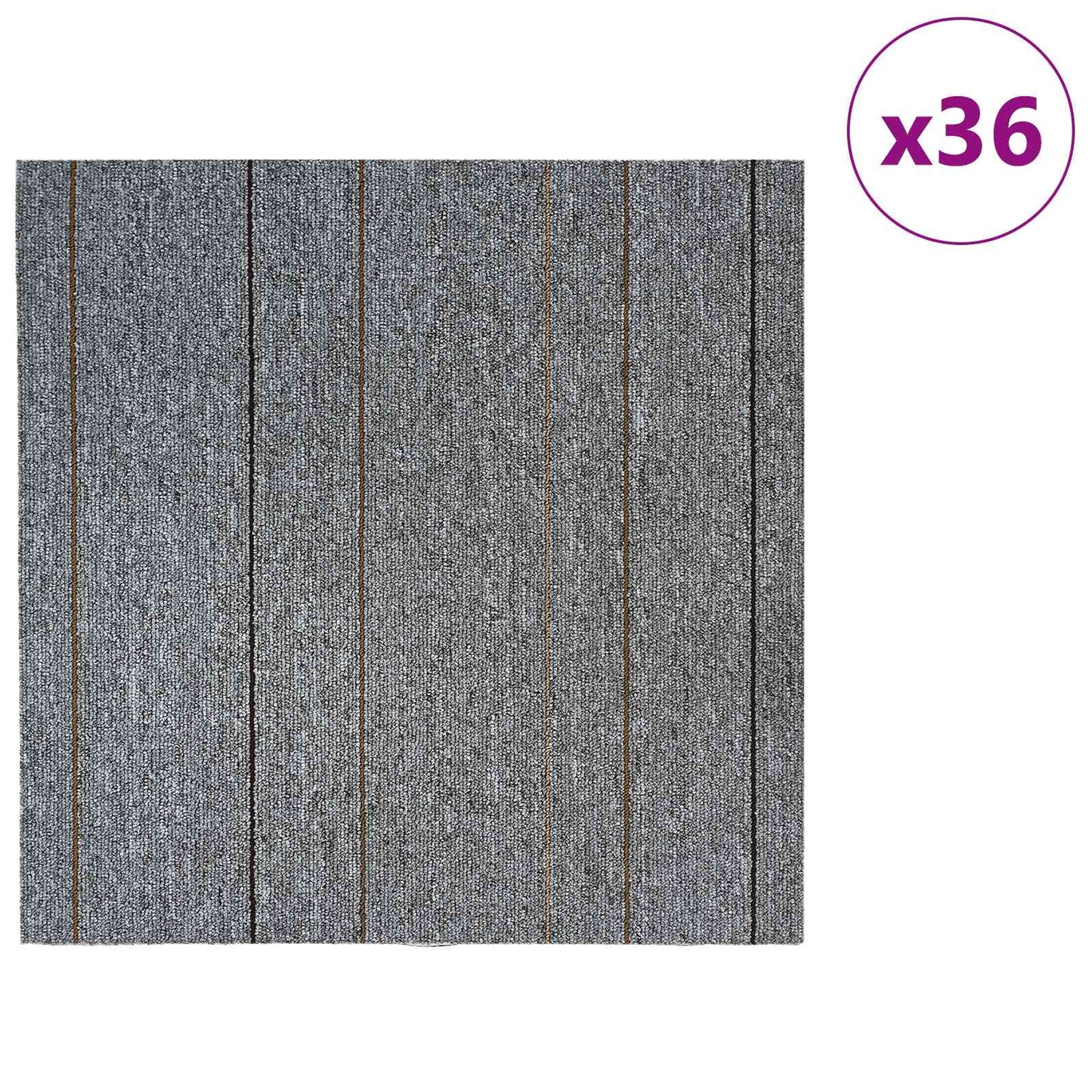 vidaXL Πλακάκι Χαλιού Ανοιχτό γκρι με ρίγες 50 x 50 cm 36 τμχ.